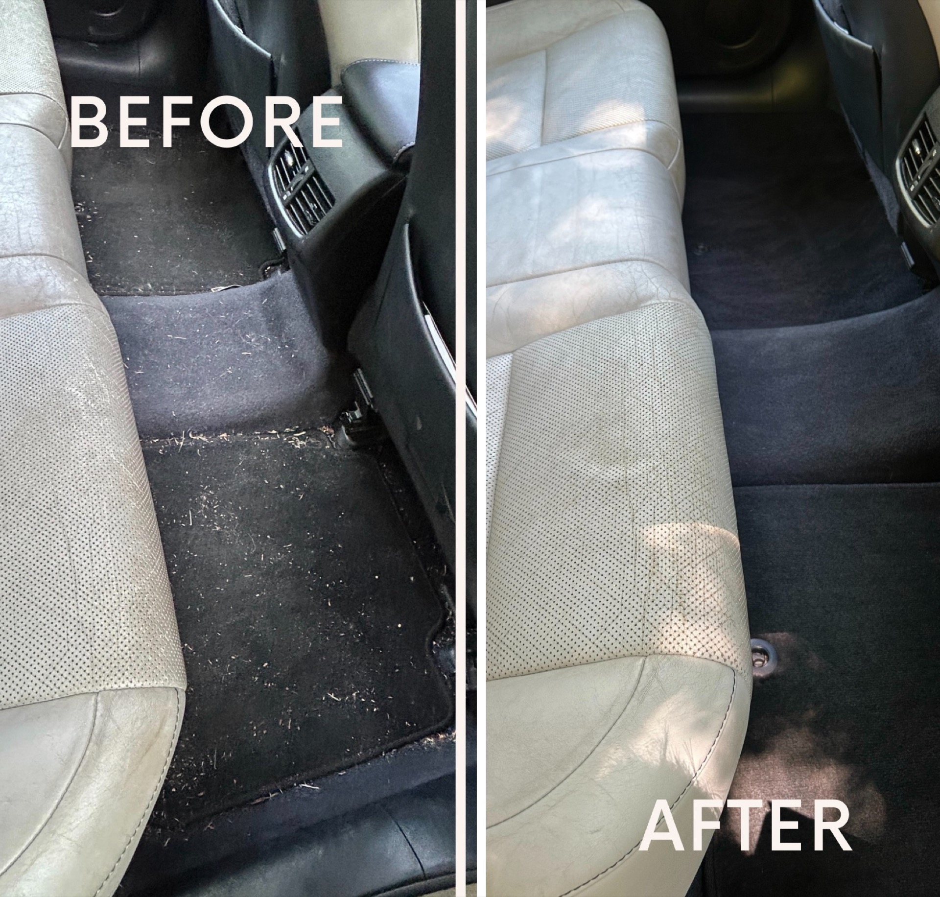 Before and after interior detail - beige seats