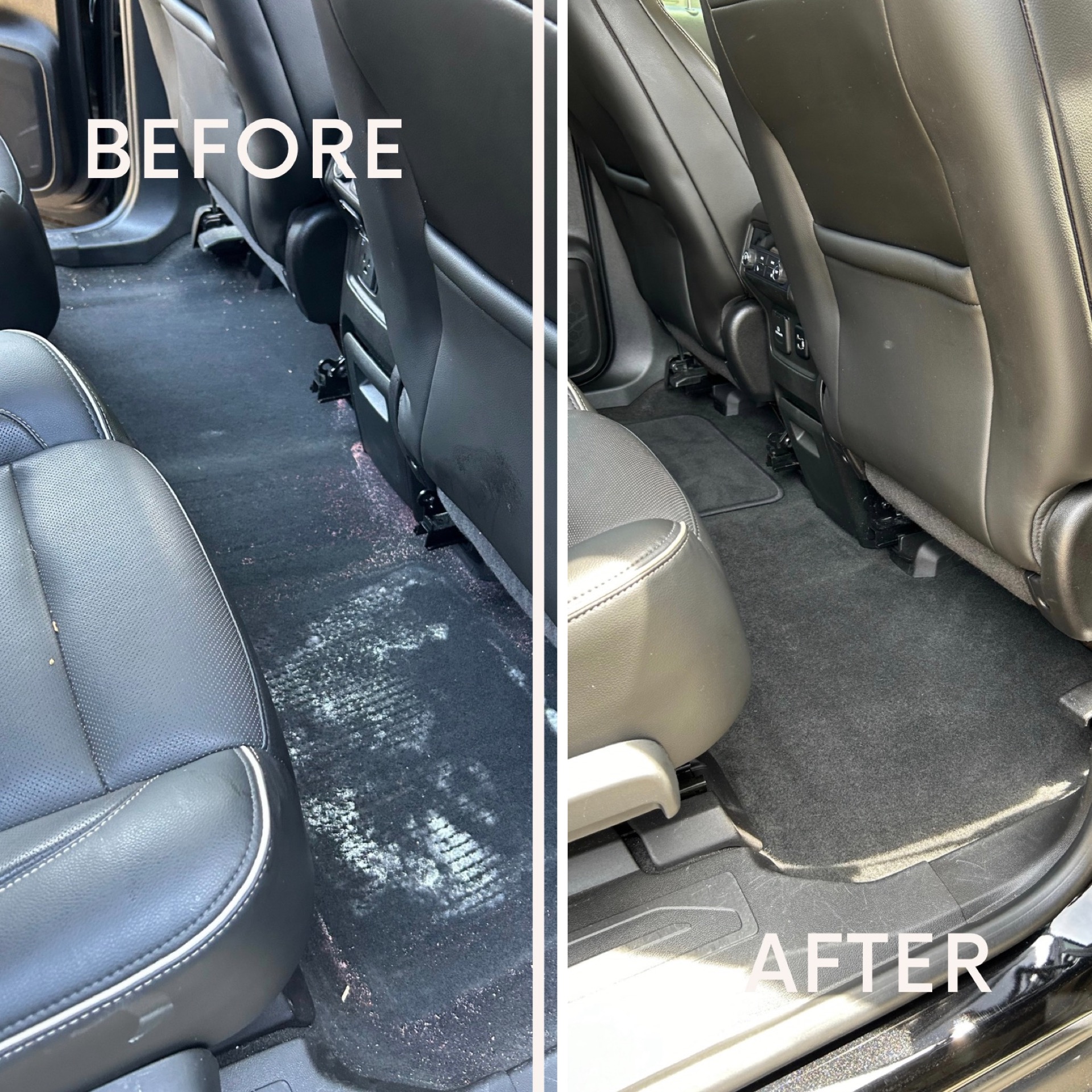 Before and after interior detail - black floor