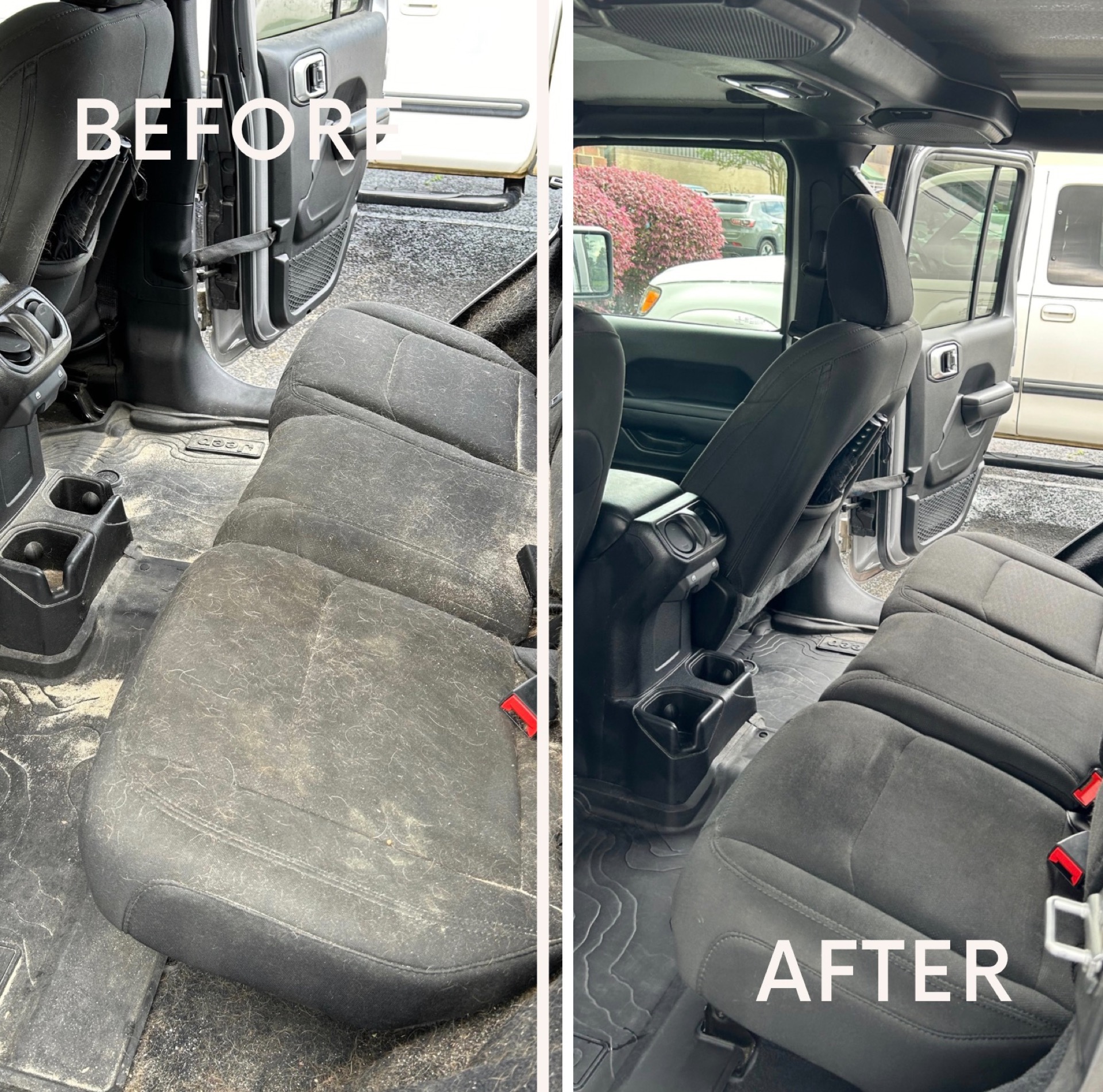 Before and after interior detail - Jeep Wrangler
